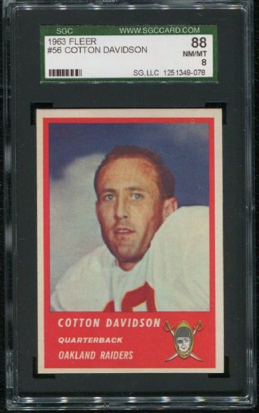 1963 Fleer #56 Cotton Davidson SGC 88 NM-MT 8