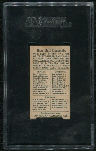 1909 American Caramel Co. E91B Eddie Collins SGC 40 VG 3