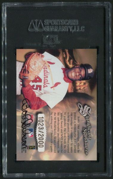 1997 Donruss Signature Series Bob Gibson Autograph SGC 96 MINT 9