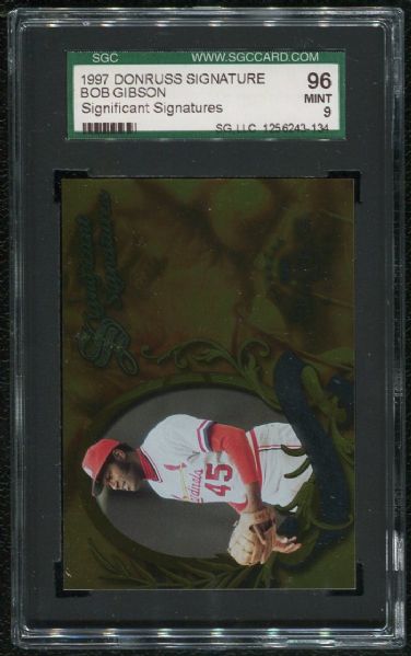 1997 Donruss Signature Series Bob Gibson Autograph SGC 96 MINT 9