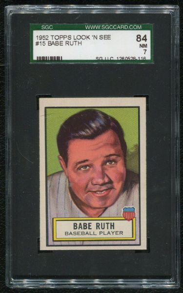 1952 Topps Look 'N See #15 Babe Ruth SGC 84 NM 7