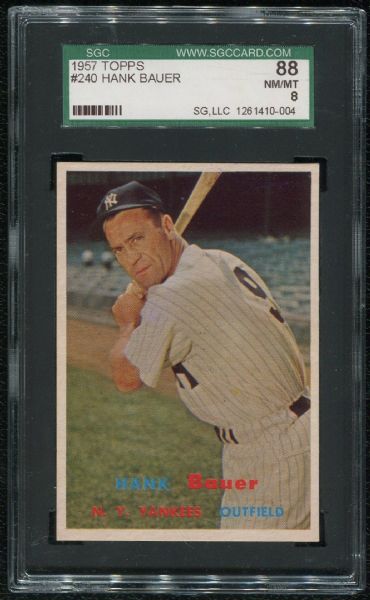 1957 Topps #240 Hank Bauer SGC 88 NM-MT 8