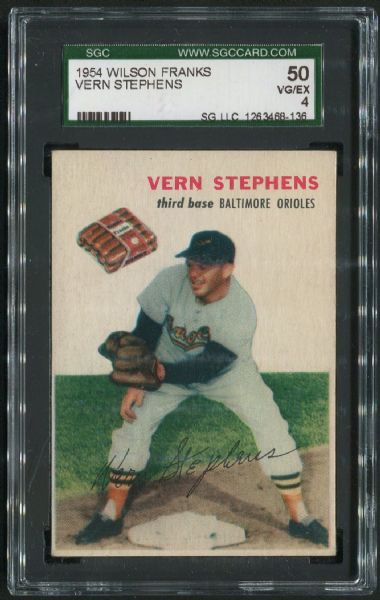 1954 Wilson Franks Vern Stephens SGC 50 VG-EX 4