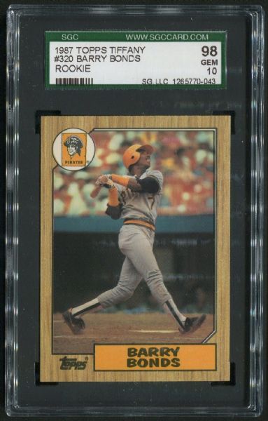 1987 Topps Tiffany #320 Barry Bonds Rookie SGC 98 GEM MINT 10