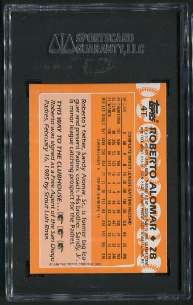 1988 Topps Traded Tiffany #4T Roberto Alomar Rookie SGC 98 GEM MINT 10