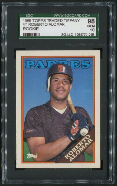 1988 Topps Traded Tiffany #4T Roberto Alomar Rookie SGC 98 GEM MINT 10