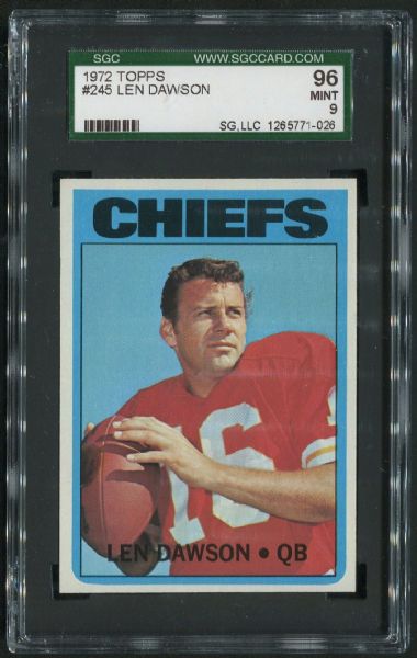 1972 Topps #245 Len Dawson SGC 96 MINT 9