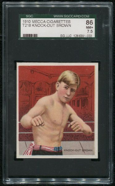 1910 Mecca Cigarettes T218 Knock-Out Brown SGC 86 NM+ 7.5