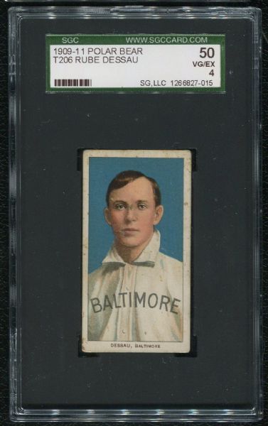 1909-11 Polar Bear T206 Rube Dessau SGC 50 VG-EX 4