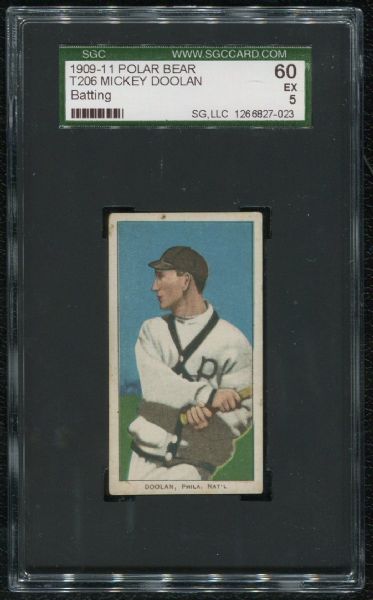 1909-11 Polar Bear T206 Mickey Doolan Batting SGC 60 EX 5