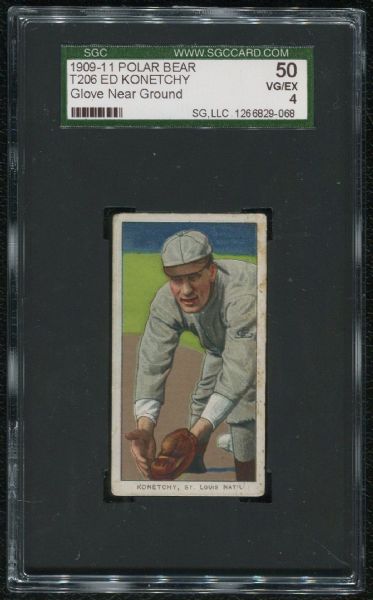 1909-11 Polar Bear T206 Ed Konetchy Glove Near Ground SGC 50 VG-EX 4