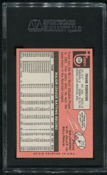 1969 Topps #250 Frank Robinson SGC 92 NM-MT+ 8.5