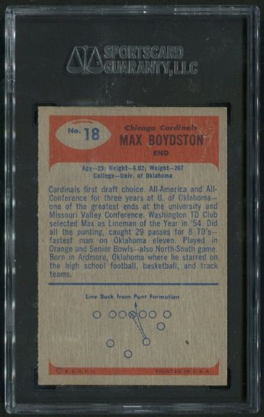 1955 Bowman #18 Max Boydston SGC 96 MINT 9