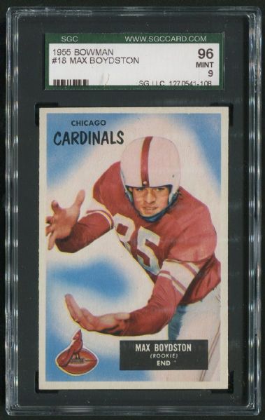 1955 Bowman #18 Max Boydston SGC 96 MINT 9