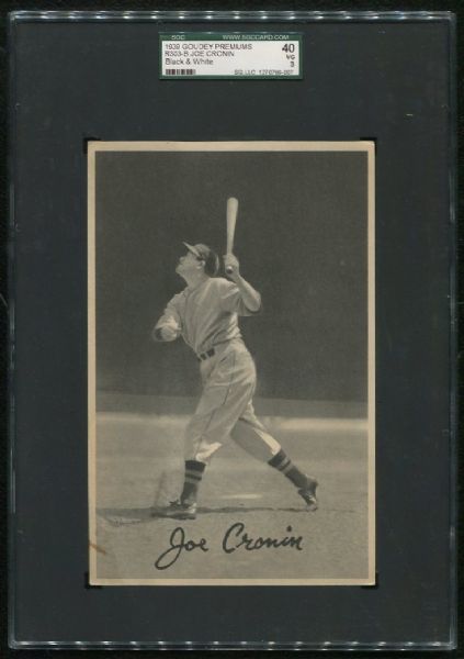 1939 Goudey Premiums B&W R303B Joe Cronin SGC 40 VG 3