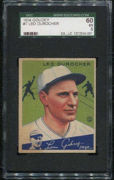 1934 Goudey #7 Leo Durocher SGC 60 EX 5