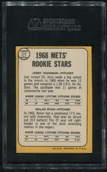 1968 Topps #177 Nolan Ryan Rookie SGC 60 EX 5