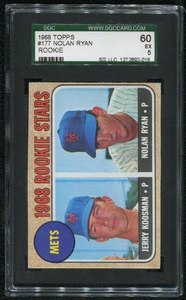 1968 Topps #177 Nolan Ryan Rookie SGC 60 EX 5