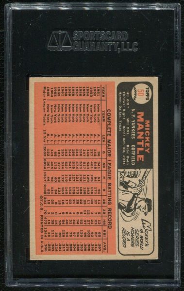 1966 Topps #50 Mickey Mantle SGC 60 EX 5