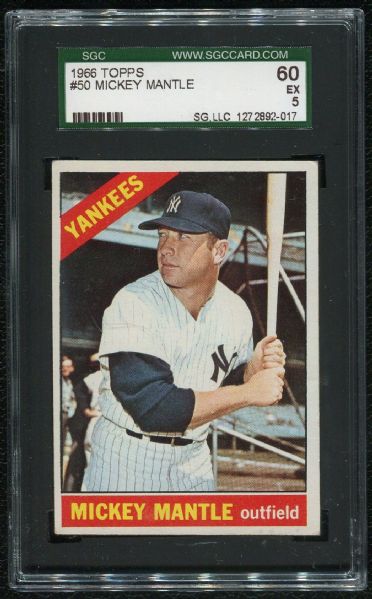 1966 Topps #50 Mickey Mantle SGC 60 EX 5