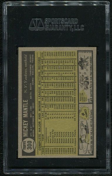 1961 Topps #300 Mickey Mantle SGC 60 EX 5