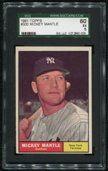 1961 Topps #300 Mickey Mantle SGC 60 EX 5