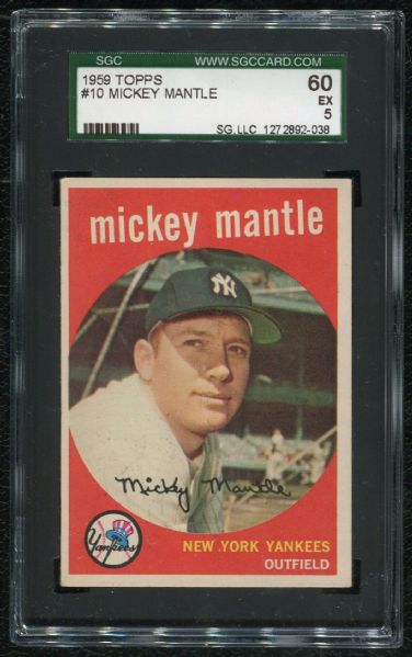 1959 Topps #10 Mickey Mantle SGC 60 EX 5