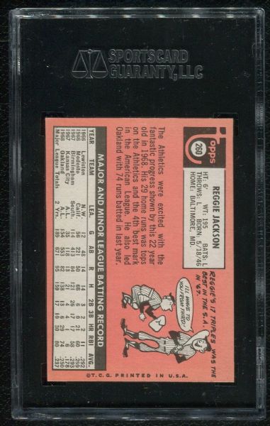 1969 Topps #260 Reggie Jackson Rookie SGC 80 EX-MT 6