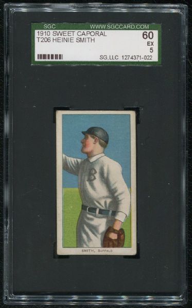 1910 Sweet Caporal Cigarettes T206 Heinie Smith SGC 60 EX 5