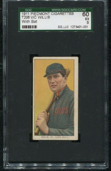 1911 Piedmont Cigarettes T206 Vic Willis With Bat SGC 60 EX 5