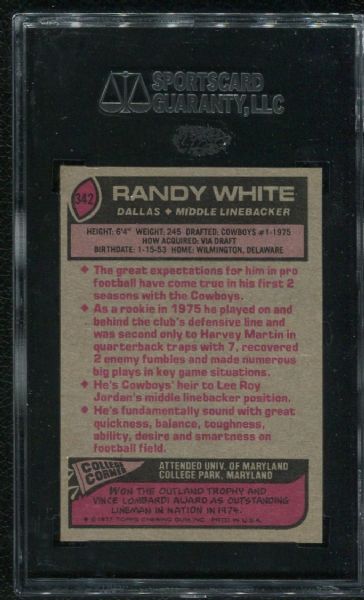 1977 Topps #342 Randy White SGC 96 MINT 9