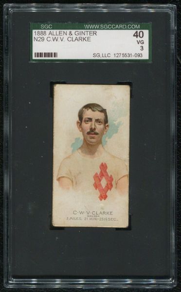 1888 Allen & Ginter N29 C.W.V. Clarke SGC 40 VG 3