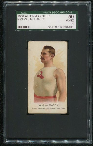 1888 Allen & Ginter N29 W.J.M. Barry SGC 50 VG-EX 4