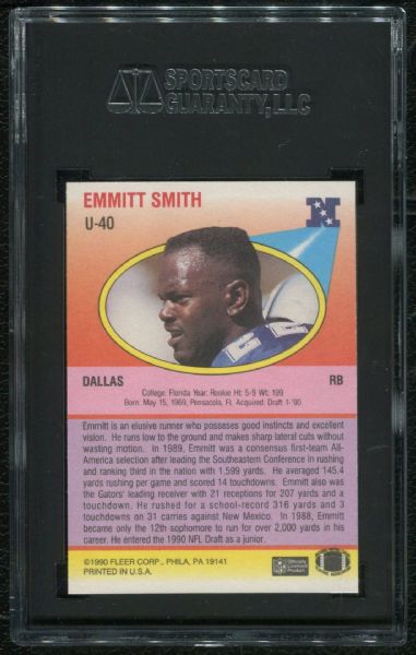 1990 Fleer Update U-40 Emmitt Smith Rookie SGC 98 GEM MINT 10