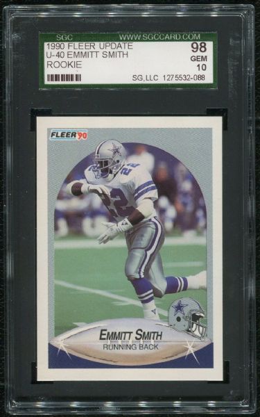 1990 Fleer Update U-40 Emmitt Smith Rookie SGC 98 GEM MINT 10