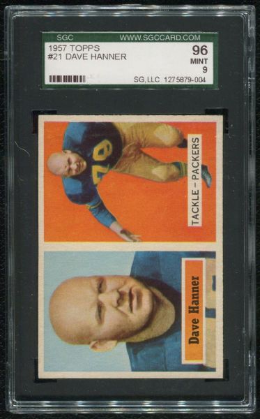 1957 Topps #21 Dave Hanner SGC 96 MINT 9