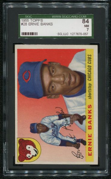 1955 Topps #28 Ernie Banks SGC 84 NM 7