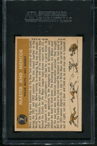 1960 Topps #7 Master & Mentor w/ Mays SGC 88 NM-MT 8