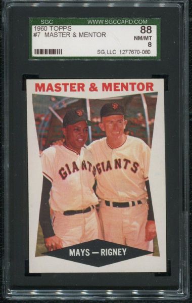 1960 Topps #7 Master & Mentor w/ Mays SGC 88 NM-MT 8