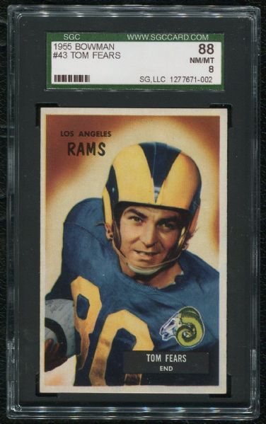 1955 Bowman #43 Tom Fears SGC 88 NM-MT 8