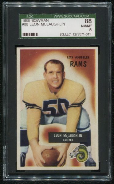 1955 Bowman #88 Leon McLaughlin SGC 88 NM-MT 8