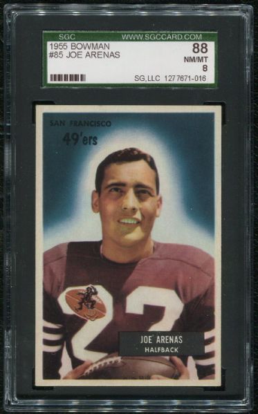 1955 Bowman #85 Joe Arenas SGC 88 NM-MT 8