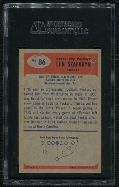 1955 Bowman #86 Ben Szafaryn SGC 88 NM-MT 8