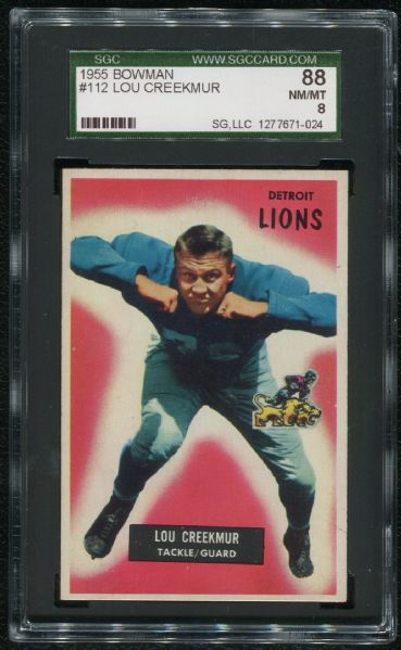 1955 Bowman #112 Lou Creekmur SGC 88 NM-MT 8