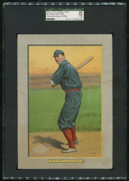 1911 T3 Turkey Red #24 Mike Mitchell SGC 20 Fair 1.5