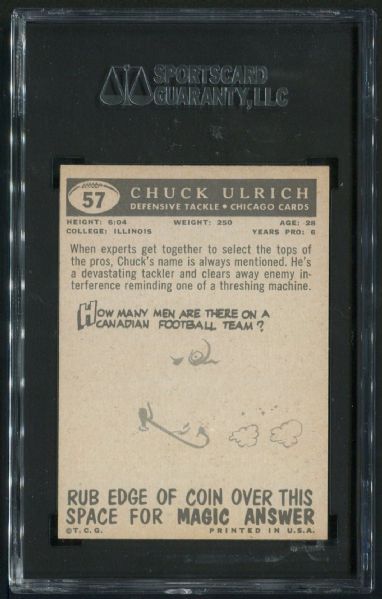 1959 Topps #57 Chuck Ulrich SGC 92 NM-MT+ 8.5