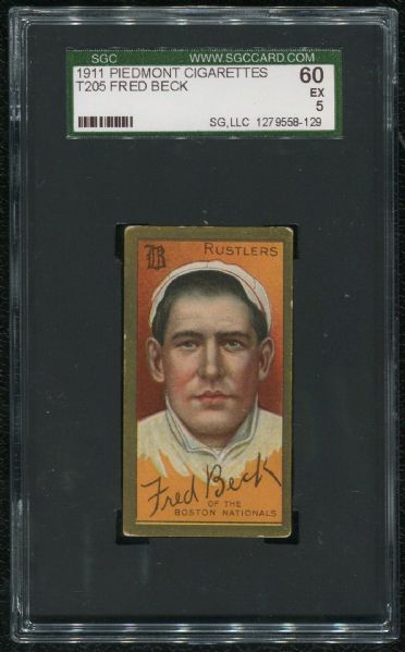 1911 Piedmont Cigarettes T205 Fred Beck SGC 60 EX 5