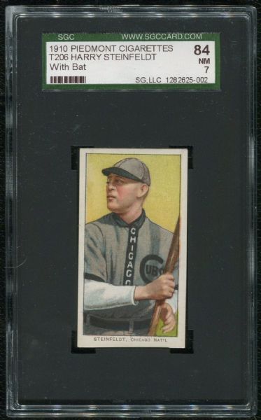 1910 Piedmont Cigarettes T206 Harry Steinfeldt With Bat SGC 84 NM 7