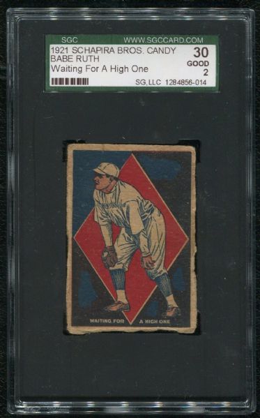 1921 Schapira Bros. Candy Babe Ruth SGC 30 GOOD 2