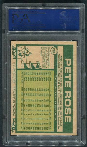 1977 O-Pee-Chee #240 Pete Rose PSA 8 NM-MT